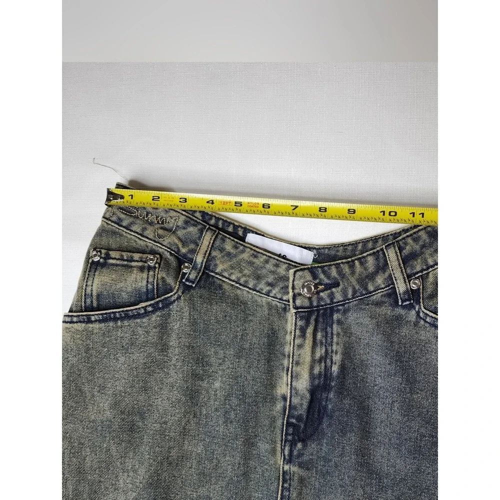 House of Sunny Tulip Mermaid Denim Maxi Skirt Size 6 Acid Wash Boho Skirt NWT